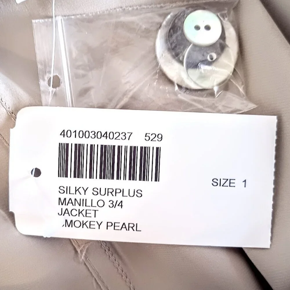 Chico's Manillo Smokey Pearl Silk Charmeuse Jacket NWT